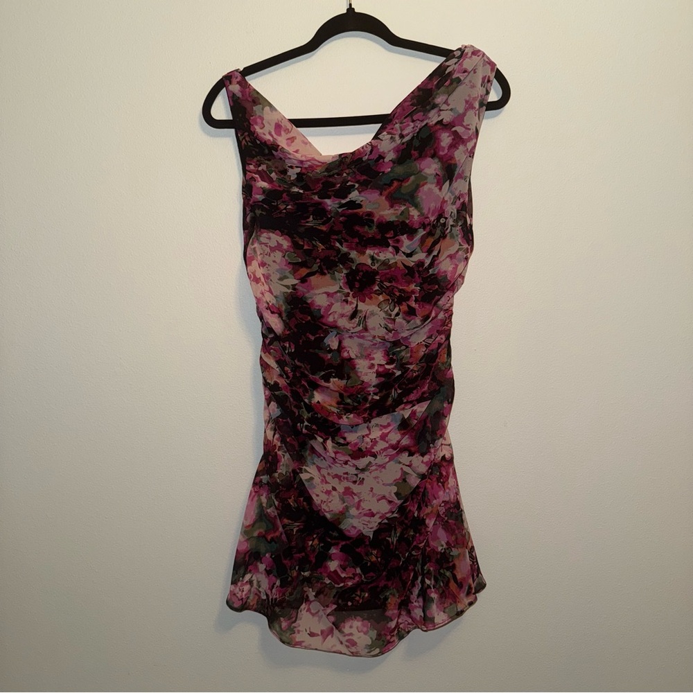 Abercrombie & Fitch Pink and Black Floral Mini Dress Size Medium - Picture 4 of 12